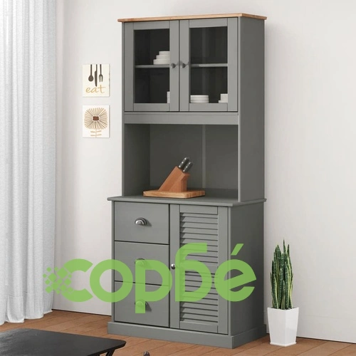 Надстройка за бюфет VIGO, сива, 78x30x100 см, бор масив ➤ топ цена ➤ sorbe.bg
