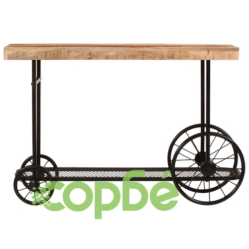 Конзолна маса, 112x36x76 cм, мангово дърво масив и желязо ➤ топ цена ➤ sorbe.bg