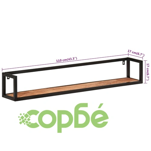 Стенни рафтове 2 бр 110x17x17 см мангово дърво масив и желязо ➤ топ цена ➤ sorbe.bg