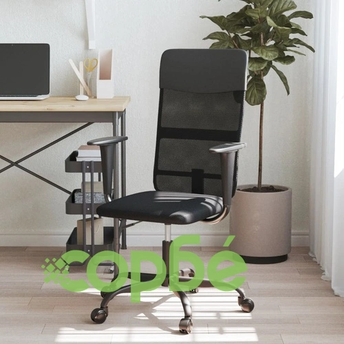 Офис стол, регулируем, черен, мрежеста материя и еко кожа ➤ топ цена ➤ sorbe.bg