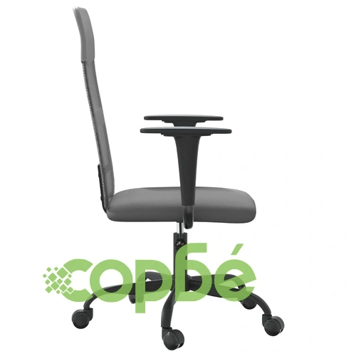 Офис стол, регулируем, сив, мрежеста материя и еко кожа ➤ топ цена ➤ sorbe.bg