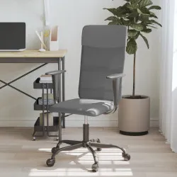 Офис стол, сив, мрежест плат и изкуствена кожа