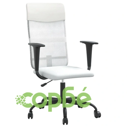 Офис стол, регулируем, бял, мрежеста материя и еко кожа ➤ топ цена ➤ sorbe.bg