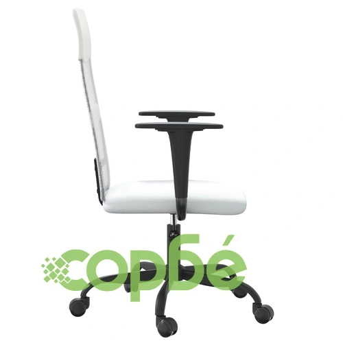 Офис стол, регулируем, бял, мрежеста материя и еко кожа ➤ топ цена ➤ sorbe.bg