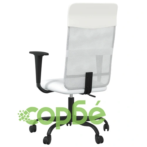 Офис стол, регулируем, бял, мрежеста материя и еко кожа ➤ топ цена ➤ sorbe.bg