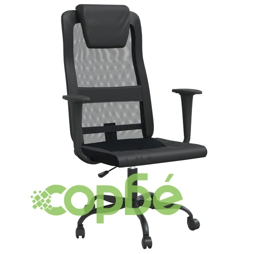 Офис стол, регулируем, черен, мрежеста материя и еко кожа ➤ топ цена ➤ sorbe.bg