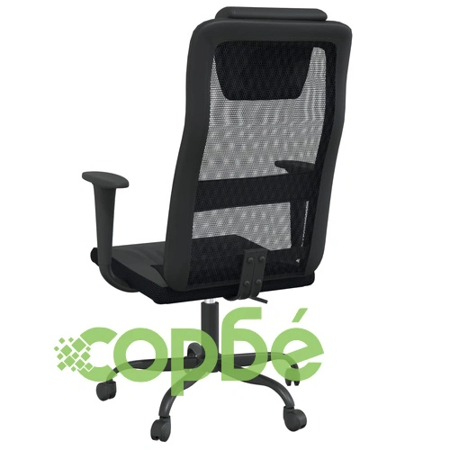 Офис стол, регулируем, черен, мрежеста материя и еко кожа ➤ топ цена ➤ sorbe.bg