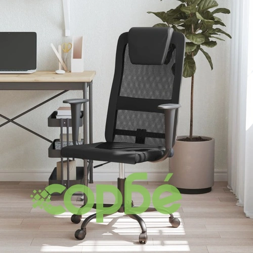 Офис стол, регулируем, черен, мрежеста материя и еко кожа ➤ топ цена ➤ sorbe.bg