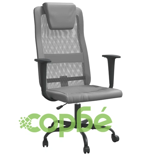 Офис стол, регулируем, сив, мрежеста материя и еко кожа ➤ топ цена ➤ sorbe.bg