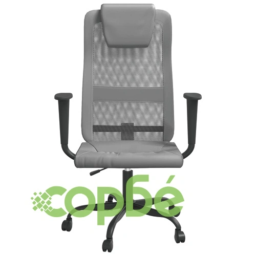 Офис стол, регулируем, сив, мрежеста материя и еко кожа ➤ топ цена ➤ sorbe.bg