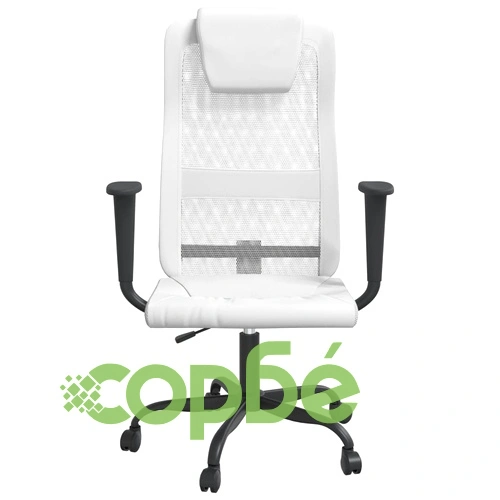 Офис стол, регулируем, бял, мрежеста материя и еко кожа ➤ топ цена ➤ sorbe.bg