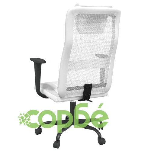 Офис стол, регулируем, бял, мрежеста материя и еко кожа ➤ топ цена ➤ sorbe.bg