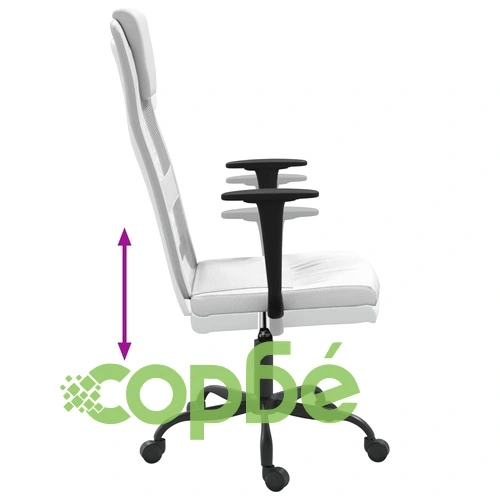 Офис стол, регулируем, бял, мрежеста материя и еко кожа ➤ топ цена ➤ sorbe.bg