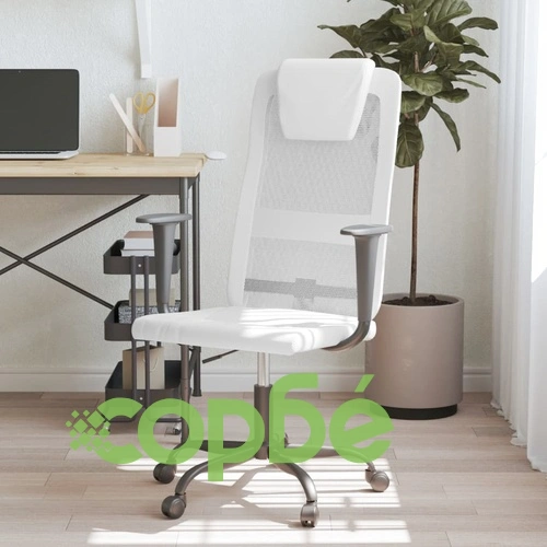 Офис стол, регулируем, бял, мрежеста материя и еко кожа ➤ топ цена ➤ sorbe.bg