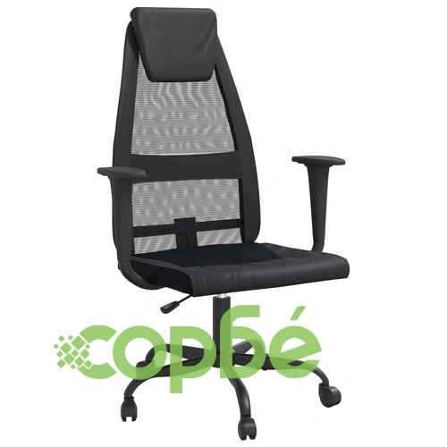 Офис стол, регулируем, черен, мрежеста материя и еко кожа ➤ топ цена ➤ sorbe.bg