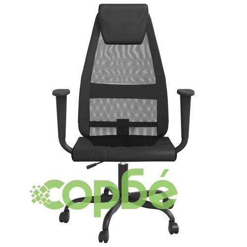 Офис стол, регулируем, черен, мрежеста материя и еко кожа ➤ топ цена ➤ sorbe.bg