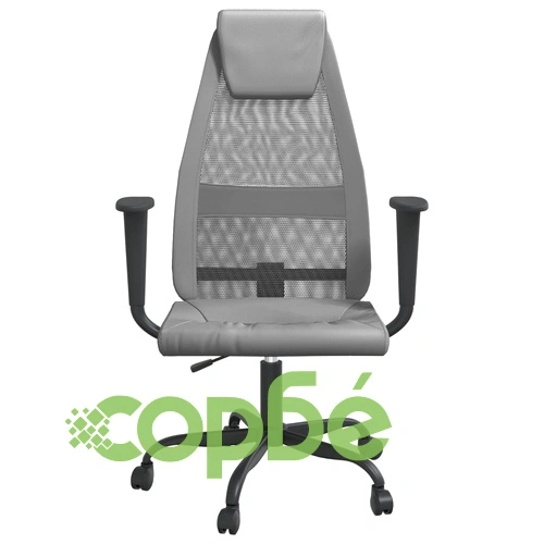 Офис стол, регулируем, сив, мрежеста материя и еко кожа ➤ топ цена ➤ sorbe.bg