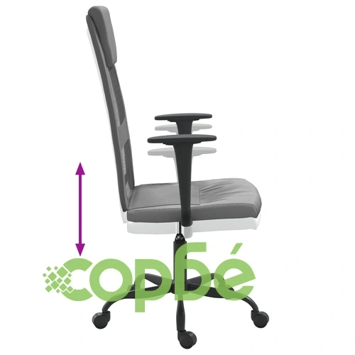 Офис стол, регулируем, сив, мрежеста материя и еко кожа ➤ топ цена ➤ sorbe.bg