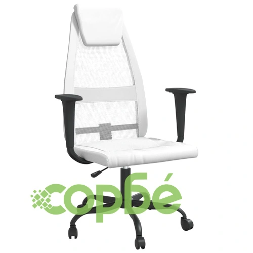 Офис стол, регулируем, бял, мрежеста материя и еко кожа ➤ топ цена ➤ sorbe.bg