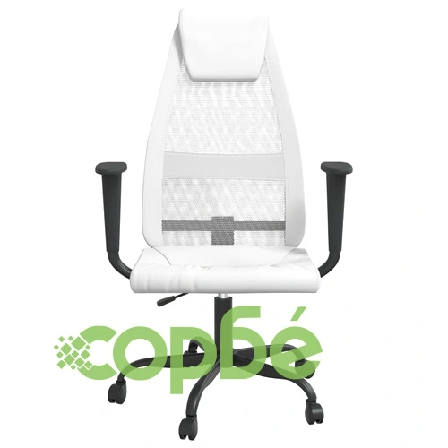 Офис стол, регулируем, бял, мрежеста материя и еко кожа ➤ топ цена ➤ sorbe.bg