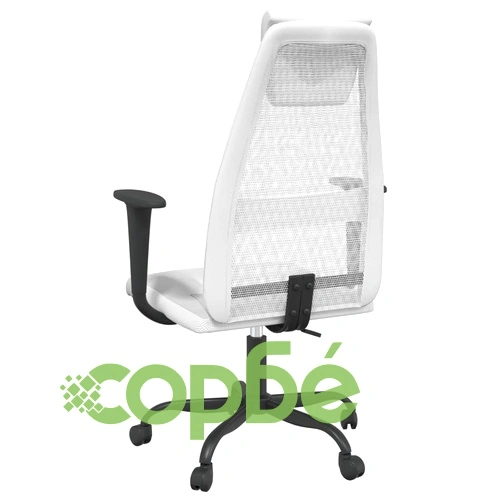 Офис стол, регулируем, бял, мрежеста материя и еко кожа ➤ топ цена ➤ sorbe.bg