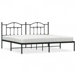 Метална рамка за легло с горна табла, черна, 193x203 см