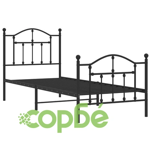 Метална рамка за легло с горна и долна табла, черна, 90x200 см ➤ топ цена ➤ sorbe.bg