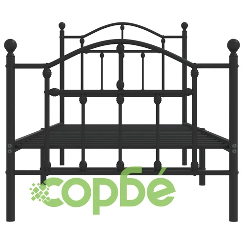 Метална рамка за легло с горна и долна табла, черна, 90x200 см ➤ топ цена ➤ sorbe.bg