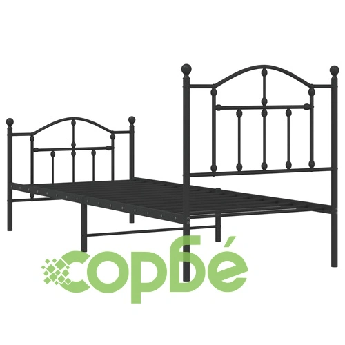 Метална рамка за легло с горна и долна табла, черна, 90x200 см ➤ топ цена ➤ sorbe.bg