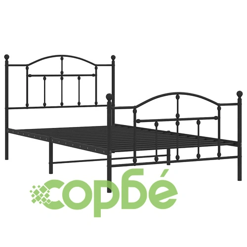 Метална рамка за легло с горна и долна табла, черна, 100x200 см ➤ топ цена ➤ sorbe.bg