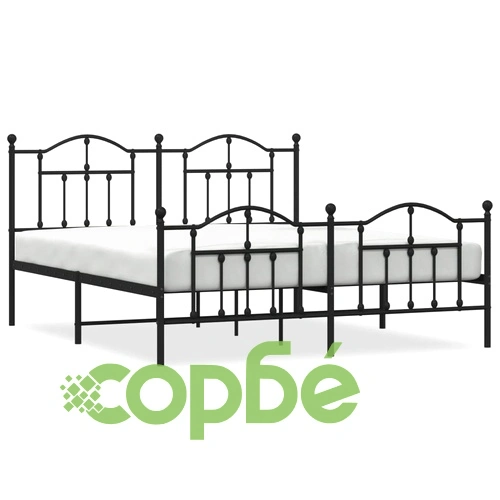 Метална рамка за легло с горна и долна табла, черна, 160x200 см ➤ топ цена ➤ sorbe.bg