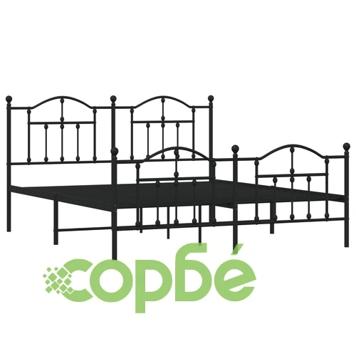 Метална рамка за легло с горна и долна табла, черна, 160x200 см ➤ топ цена ➤ sorbe.bg