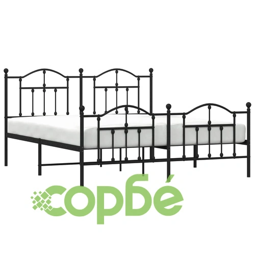 Метална рамка за легло с горна и долна табла, черна, 160x200 см ➤ топ цена ➤ sorbe.bg