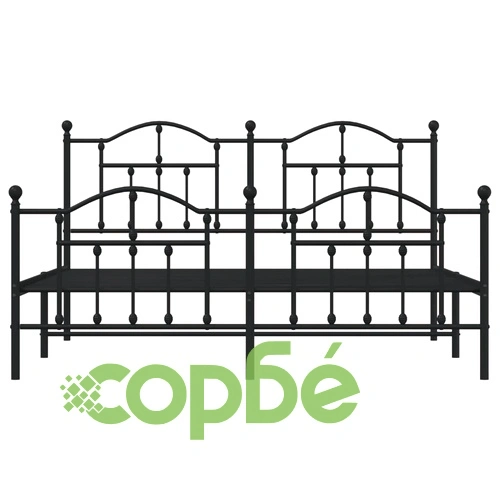 Метална рамка за легло с горна и долна табла, черна, 160x200 см ➤ топ цена ➤ sorbe.bg