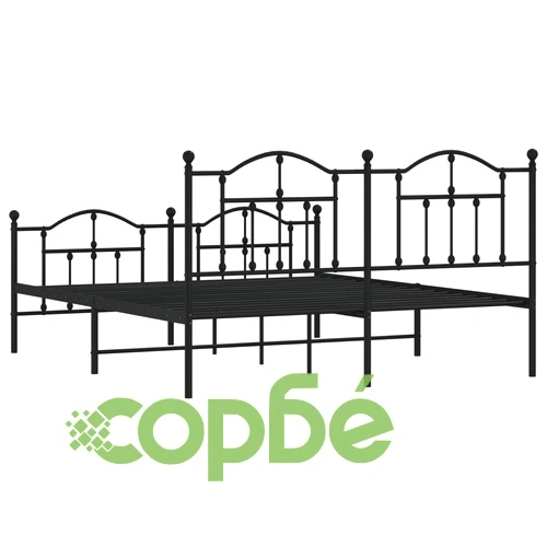 Метална рамка за легло с горна и долна табла, черна, 160x200 см ➤ топ цена ➤ sorbe.bg