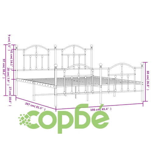 Метална рамка за легло с горна и долна табла, черна, 160x200 см ➤ топ цена ➤ sorbe.bg