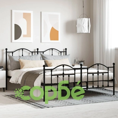 Метална рамка за легло с горна и долна табла, черна, 160x200 см ➤ топ цена ➤ sorbe.bg