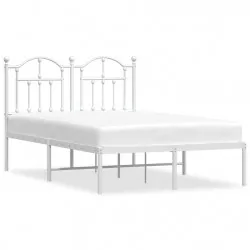 Метална рамка за легло с горна табла, бяла, 120x200 см