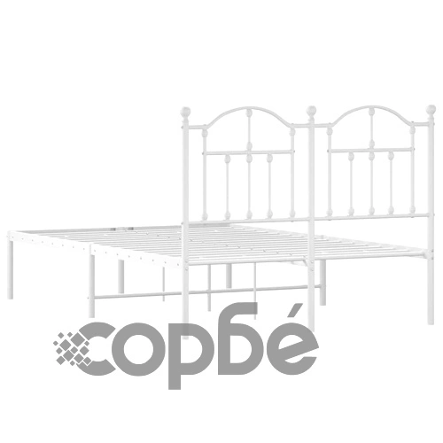 Метална рамка за легло с горна табла, бяла, 120x200 см ➤ топ цена ➤ sorbe.bg
