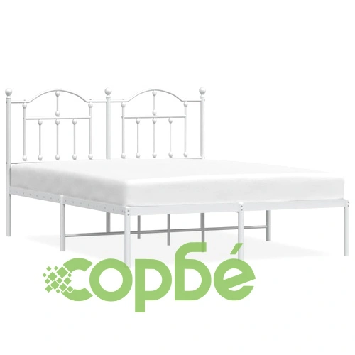 Метална рамка за легло с горна табла, бяла, 140x190 см ➤ топ цена ➤ sorbe.bg
