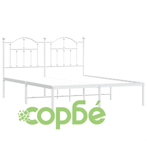 Метална рамка за легло с горна табла, бяла, 140x190 см ➤ топ цена ➤ sorbe.bg