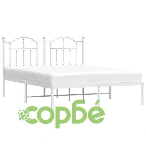 Метална рамка за легло с горна табла, бяла, 140x190 см ➤ топ цена ➤ sorbe.bg