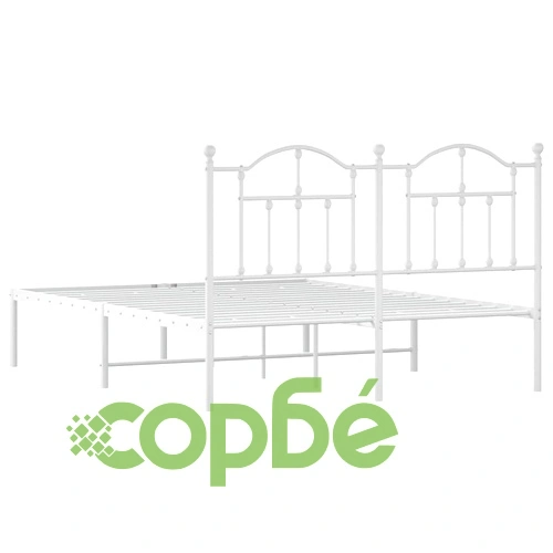 Метална рамка за легло с горна табла, бяла, 140x190 см ➤ топ цена ➤ sorbe.bg