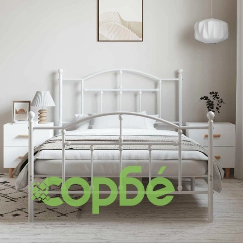 Метална рамка за легло с горна и долна табла, бяла, 100x200 см ➤ топ цена ➤ sorbe.bg