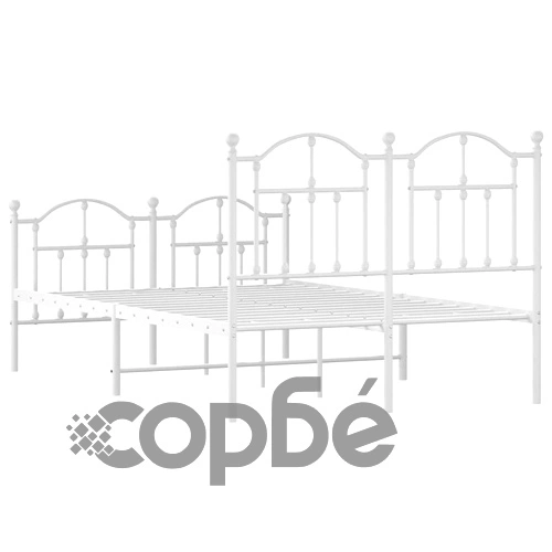 Метална рамка за легло с горна и долна табла, бяла, 120x200 см ➤ топ цена ➤ sorbe.bg