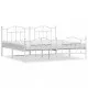 Метална рамка за легло с горна и долна табла, бяла, 200x200 см