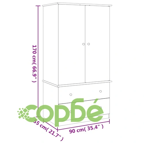 Гардероб ALTA, 90x55x170 см, бор масив ➤ топ цена ➤ sorbe.bg