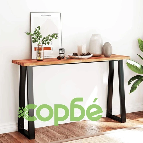 Трапезна маса с жив ръб 140x40x80 см масивна акация ➤ топ цена ➤ sorbe.bg