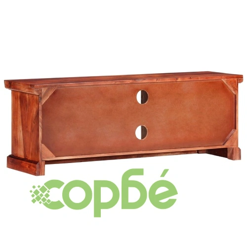 ТВ шкаф с вратички 112x30x40 см масивно акациево дърво ➤ топ цена ➤ sorbe.bg