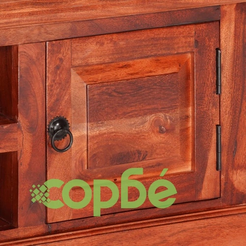 ТВ шкаф с вратички 112x30x40 см масивно акациево дърво ➤ топ цена ➤ sorbe.bg